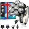 7D Head Shavers for Bald Men, Upgrade 5 in 1 Waterproof Electric Razor Men's Grooming Kit, Detachable Wet/Dry Anti-Pinch Head Shavers for Bald Men, LED Display Type-C Charge Head Shaver