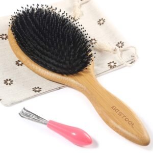 81mFV7nlgOL._SL1500_.jpg BESTOOL Hair Brush, Boar Bristle Hair Brushes for Women men Kid, Boar & Nylon Bristle Brush for Wet/Dry Hair Smoothing Massaging Detangling, Everyday Brush Enhance Shine & Health (Round)
