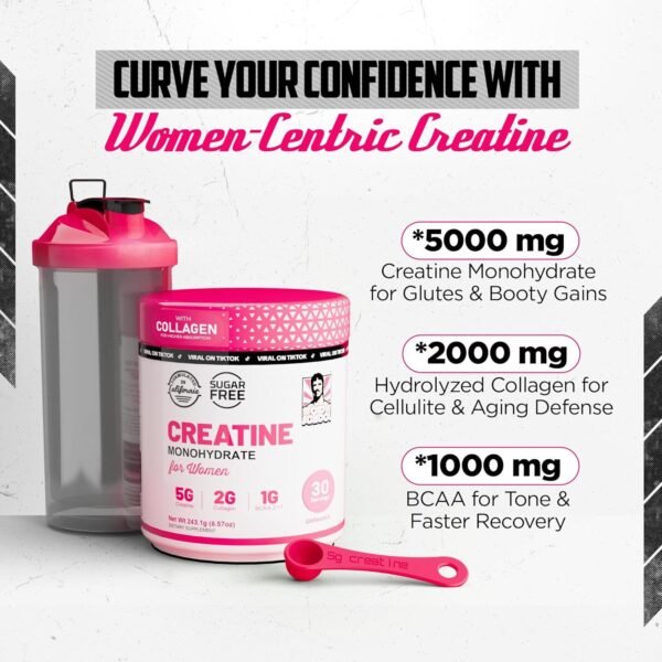 Old School Labs 5000mg Creatine Monohydrate Powder, Optimized Creatine for Women +2000mg Collagen +1g BCAA 2:1:1 Supports Lean Muscles & Recovery, Energy & Stamina - Made in USA, 30 Servings