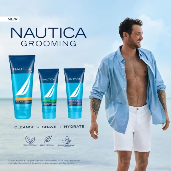Nautica Grooming Cleanse Shower Gel 6.7 fl oz (Pack of 1), Notes of Grapefruit, Lavender, and Wood, Men's Fragrance, Long Lasting, Everyday Fragrance