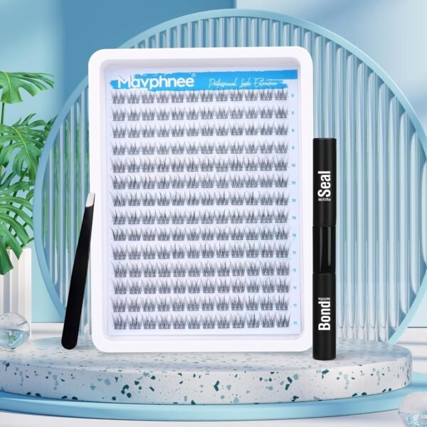 81mVrksCQxL._SL1500_.jpg Natural Cluster Lashes Kit 168 Pcs Wispy Lash Extensions CC-Curly 9-11MM Mixed Lengths Eyelash Extension Individual Kit with Lashes Bond and Seal and Tweezers DIY at Home by Mavphnee