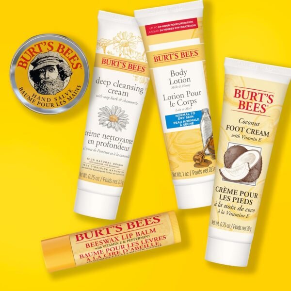 81mWae8VtL._SL1500_.jpg Burt's Bees Gifts Ideas - Essential Everyday Beauty Set, 5 Travel Size Products - Deep Cleansing Cream, Hand Salve, Body Lotion, Foot Cream and Lip Balm