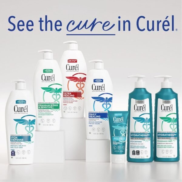 81mpwYQF4L._SL1500_.jpg Curel Ultra Healing Intensive Fragrance-Free Lotion For Extra-Dry Skin, Dermatologist Recommended, Ideal for Sensitive Skin, Cruelty Free, Paraben Free, 1 Oz, Pack of 30