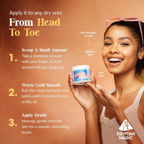 EGYPTIAN MAGIC - All Purpose Face, Body, and Dry Skin Moisturizing Cream, Skin Protectant for Women & Men, Eczema Care Healing Balm, Scar Treatment, Stretch Marks, and Tattoo Aftercare, 4 & 2oz Bundle