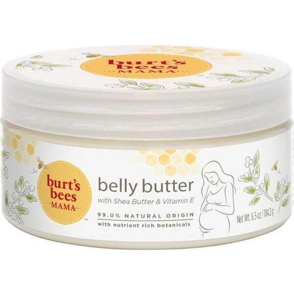 Burt's Bees Mama Belly Butter Stretch Mark Cream for Pregnancy Massages Body & Reduces Scar Appearance, Prenatal & Postnatal Tummy Skin Care, Shea Butter & Vitamin E Rich Formula, 6.5 Oz Tub