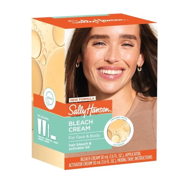 Sally Hansen Bleach Cream for Facial Hair & Body Hair, Vegan Formula, Enriched with Glycerin, All Skin Types, Pack of 2 (Package May Vary)