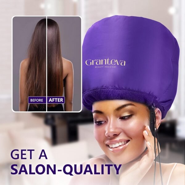 81nDHsiJbSL._AC_SL1500_.jpg Bonnet Hair Dryer w/A Headband Integrated That Reduces Heat Around Ears & Neck - Diffuser Cap for Hair Dryer Curly Hair, Speeds Up Drying Time, Deep Conditioning at Home - Large (Purple)