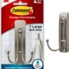 Command Large Double Bathroom Wall Hook, Damage Free Hanging Bath Hook with Adhesive Strip, Double Hook for Hanging Bath Towels, 1 Satin Nickel Colored Wall Hook and 1 Water-Resistant Command Strip
