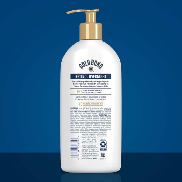 81npsVBXheL._SL1500_.jpg Gold Bond Age Renew Retinol Overnight Body & Face Lotion, With Retinol & Peptide Complex, 13 oz.