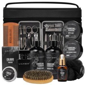 Father's Day Gift for Men - Luxury 30-Piece Bath & Beard Gift Set for Men, Bath & Body Care Kit for Him with Beard Wax | Christmas, Valentine's Day, Birthday, Spa Kit Travel Bag Gift for Dad