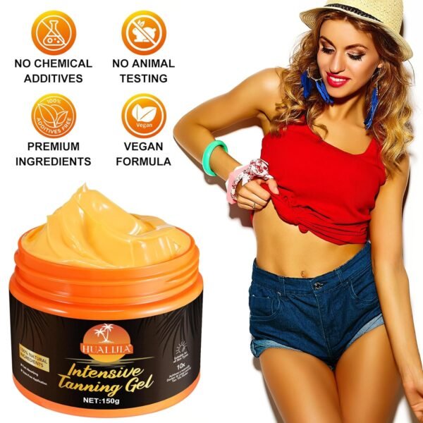 Intensive Tanning Gel,Tanning Accelerator Cream, Instant Tan Enhancer, Self Tanner Oil, Achieve A Natural, Faster & Longer-lasting with Premium Natural Ingredients, 5.29 Fl Oz