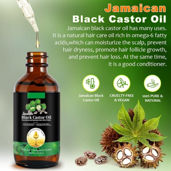 81o11OTHGWL._SL1500_.jpg Jamaican Black Castor Oil Cold Pressed,Castor Oil in A Glass Bottle with Glass Dropper, Eyelash&Eyebrow Brushes,Hexane Free for Fuller Thicker Hair, Eyelashes,Moisturizes Skin (1.9 Fl Oz (Pack of 1))