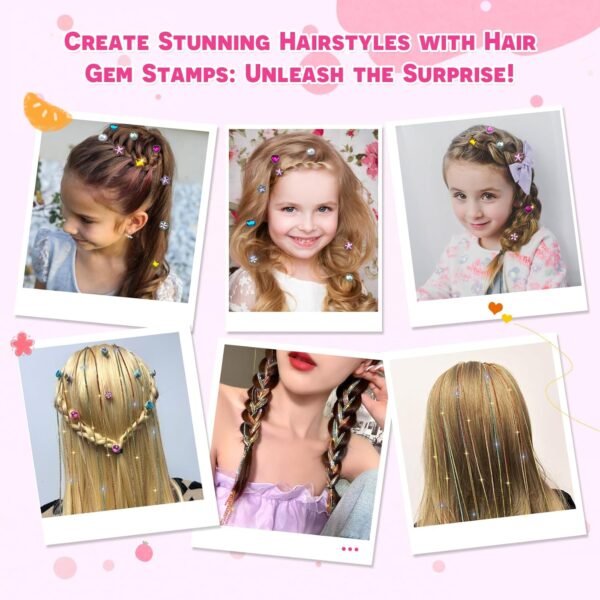 Hair Gem Stamper Kit - Bling Hair Jewels for Girls, Hair Styling Tool with Reusable Shining Diamonds & Colorful Tassel Chains, Perfect Holiday and Birthday Gift for Girls
