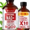 NAD+ Supplement Liquid - NAD+ Supplement 1000mg, NAD+ Nicotinamide Riboside Resveratrol Supplements with PQQ, NAD+ Berry Flavor Sticks for Anti-Aging, Energy, Focus