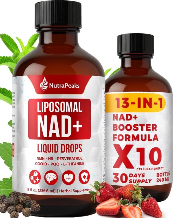 NAD+ Supplement Liquid - NAD+ Supplement 1000mg, NAD+ Nicotinamide Riboside Resveratrol Supplements with PQQ, NAD+ Berry Flavor Sticks for Anti-Aging, Energy, Focus