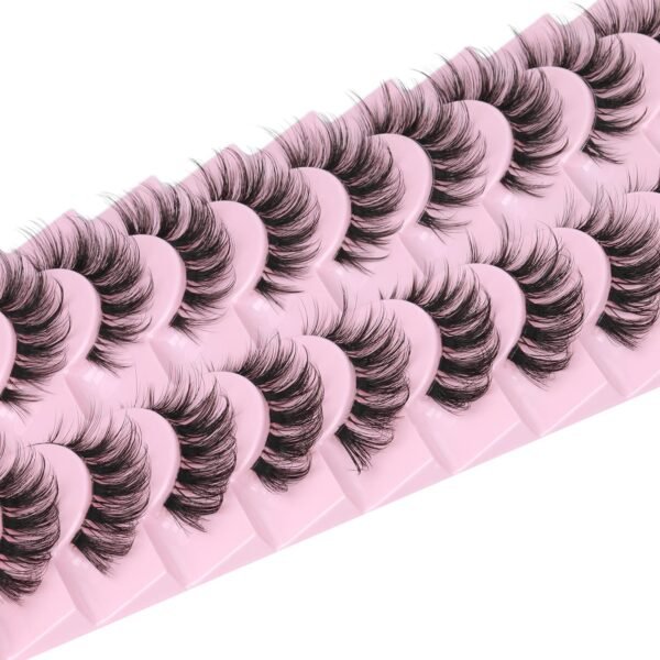 81oaxVgXZL._SL1500_.jpg False Eyelashes Clear Band Natural Lashes Wispy Cat Eye 15mm Russian D-Curl Lashes Extension Strip Eyelashes Pack by Kiromiro