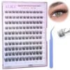 81oh0Ug4lwL._SL1500_.jpg ALICE Self Adhesive Lashes Natural Look Clusters No Glue Needed Wispy Reusable Press on Lashes Pre-Glue 8-14mm 120pcs C Curl With Lash Tweezers