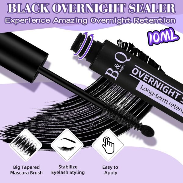 B&Q Lash Bond and Seal Cluster Lash Glue 5ML Lash Clusters Overnighter 5ML Lash Bond Lash Sealer for Cluster Lashes Waterproof Glue Longer Life Coating -2pcs