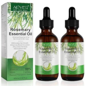 2 Pack Rosemary Oil for Hair Growth, Natural Essential oil with Aromatic Experience, Organic Pure Rosemary Essential Oil for Beard Growth, Eyelash Care, Nourishes the Scalp, Skin Care