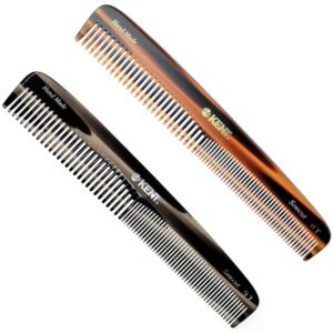 81owkNaTQgS._SL1500_.jpg Kent 9T Double Tooth Dressing Table Comb, Tortoise Fine and Wide Tooth Coarse/Fine Dresser Comb for Hair, Beard, Mustache Styling, Grooming - For Men, Women, and Kids, Made in England