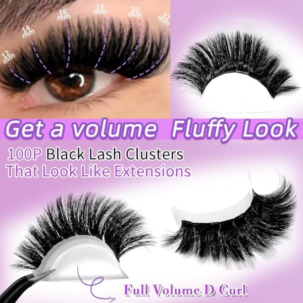 81oyRJzaAgL._SL1500_.jpg Fluffy Lash Clusters 200D Long Lash Clusters Thick Volume Lashes Clusters 12-22mm Eyelash Clusters D Curl Cluster DIY at Home Wispy Individual Lashes for Beginners Eyelash Extension by FOINEMYED