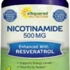 81pDJ5sEczL._AC_SL1500_.jpg aSquared Nutrition Nicotinamide with Resveratrol - 120 Veggie Capsules - Vitamin B3 500mg (Niacinamide Flush Free) - Supplement Pills to Support NAD, Skin Cell Health & Energy