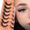 81pEdSNLHL._SL1500_.jpg False Eyelashes Strip Lashes Wispy Yasnai Cat Eye Lash Fake Eyelash Natural Look Volume 18mm Mink Fluffy Fox Eyelashes 7 Pairs Pack 9D