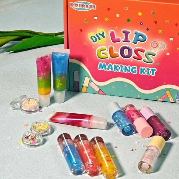 DIY Lip Gloss Making Kit - All-in-One to Make Your Own Lip Care Gloss Set with Clear Base, Pigments, Glitter, Tubes, Fun Creative Gift for Women Girls Makeup Lovers in Christmas Birthdays