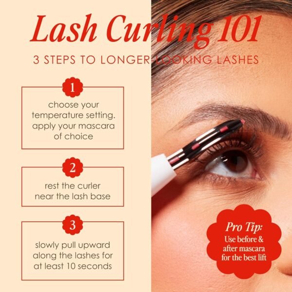 Grande Cosmetics LASH-LIFT Heated Lash Curler, Rechargeable and Travel Friendly, 2 Heat Settings, White