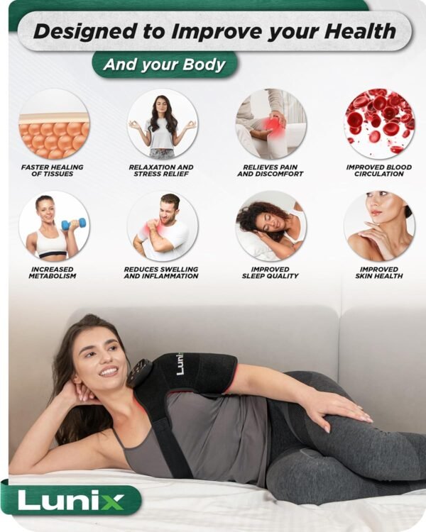 LX19 Red Light Therapy for Knee, Elbow and Shoulder, Triple Chips LED 850 and 660nm, Infrared Therapy for Circulation & Joint Support, Rechargeable, Adjustable Intensity