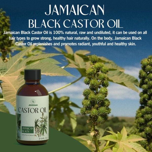 81psgJYzeSL._SL1500_.jpg ARVIDSSON 100% Pure Jamaican Black Castor Oil for Hair Growth, Eyelashes, Eyebrows - 4 Fl Oz, Cold Pressed Castor Oil, Hair Oil, Body Oil, Skin & Scalp Moisturizer
