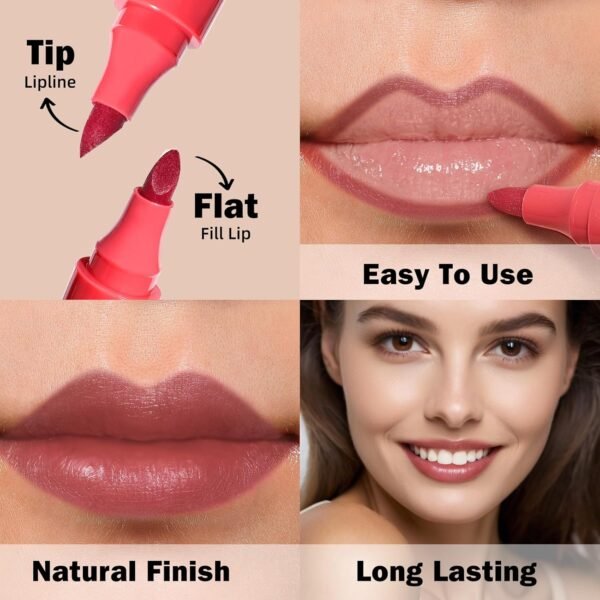 81q5bECHAcL._SL1500_.jpg KIMUSE Lip Stain Tip Marker Set, Long Lasting Waterproof Smudgeproof Lip Liner Stain, Matte Natural Finish, All Day Wear Lip Color (Rouge Essentiel)