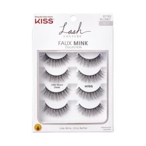 81q8tUL3mL._SL1500_.jpg KISS Lash Couture, False Eyelashes, 'Little Black Dress', 12 mm, Includes 4 Pairs Of Lashes, Easy to Apply, Reusable Strip Lashes