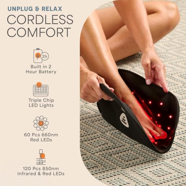 Lifepro Red Light Therapy Foot and Ankle Wrap, Comfortable and Portable, One-Size-Fits-All, 2 Effective Wavelengths, Invisible Near-Infrared Red Light Therapy Glove for Joints, Muscles and Stiffness