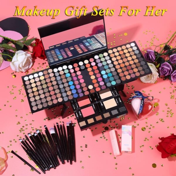 81qUdi4J60L._SL1500_.jpg Makeup Gift Sets For Women - 190 Colors Makeup Palette Include Eyeshadow, Blushes, Eyebrow Powder,Eye Pencil,Mirror+20Pcs Makeup Brushes+Eyeshadow Primer+2Pcs Sponge Puff Make Up Set (Makeup Set A)