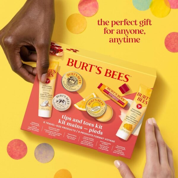 81qYMSNJWJL._SL1500_.jpg Burt's Bees Gifts Ideas, Tips and Toes Kit, 6 Travel Size Products - Pomegranate Moisturizing Lip Balm, 2 Hand Creams, Foot Cream, Cuticle Cream, and Hand Salve
