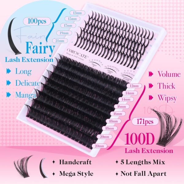 81qcU9QI6L._SL1500_.jpg Lash Clusters 100D Long 12-20mm Lash Spikes Eyelash Clusters Volume Individual Lashes DIY Spiky Lash Extension Mega Cluster Eyelash Extensions Mink Strips Lashes Thick by CORUSCATE
