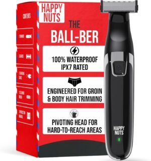 81qcwj3HokL._AC_SL1500_.jpg HAPPY NUTS The Ballber™ Electric Body Hair Trimmer for Men - Mens Body Groomer Kit for Privates - IPX7 Waterproof Shaver for Hard to Reach Areas