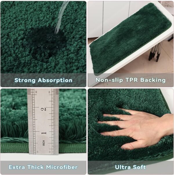 Dark Green Bathroom Sets with Shower Curtain and Rugs,Bathroom Sets Shower Curtain Set with Extra Soft and Absorbent Bathroom Rugs Green Bathroom Accessories