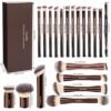 MAANGE 20 Pcs Makeup Brushes with Gift Box, Double-End Multi-functional Makeup Brushes for Blending Liquid Powder Concealer Cream Blush Buffe,CoffeeBrown