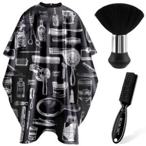 81r1HGcAYJL._SL1500_.jpg NICEMOVIC Hair Cutting Barber Cape for Men Women Kids with Neck Duster Brush and Barber Brush, Professional Barber Accessories Cleaning Supplies for Salon Haircut Styling