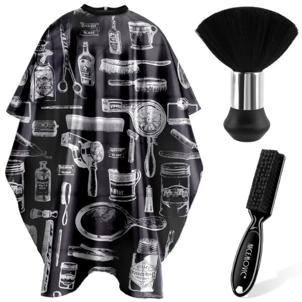 81r1HGcAYJL._SL1500_.jpg NICEMOVIC Hair Cutting Barber Cape for Men Women Kids with Neck Duster Brush and Barber Brush, Professional Barber Accessories Cleaning Supplies for Salon Haircut Styling