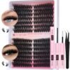 81r4PpO4-TL._SL1500_.jpg EYDEVRO Fluffy Lash Clusters Kit 80D100D Volume Lash Extension Kit 280 Pcs Left/Right Cluster Eyelash Extension Kit D Curl Thick Mega Lash Clusters with Waterproof Lash Bond and Seal and Lash Tweezers