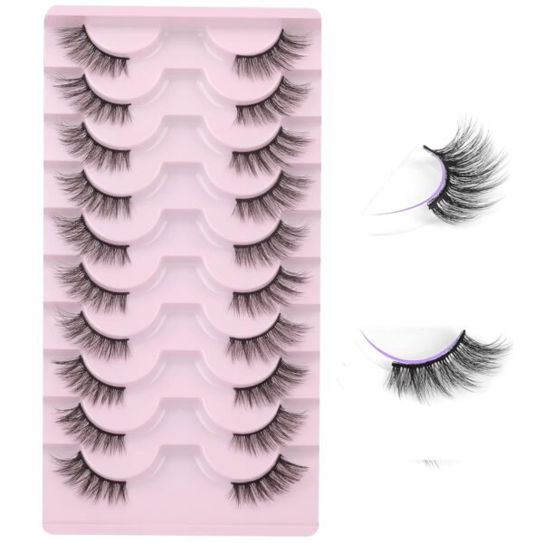 81r6nh6PgUL._SL1500_.jpg FANXITON Half Lashes Natural Look Wispy 10 Pairs Cat Eye Lashes 3D False Eyelashes Full Soft 15 MM Short Faux Mink Lashes Sets Pack