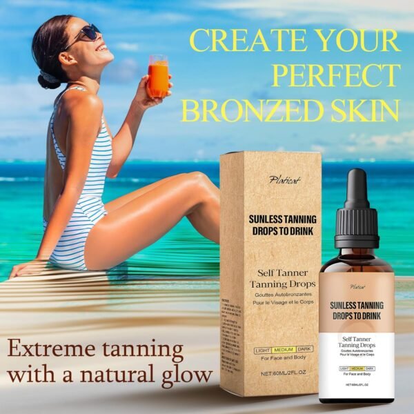 Sunless Tanning Drops to Drink, Self Tanner Tanning Drops, Promotes Skin Health and Pigmentation