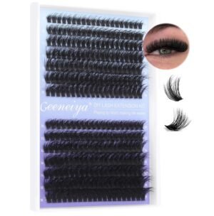 Geeneiya Eyelash Clusters Full Lash Extension Mink Thick Cluster Eyelash Extensions 10-18MM Cluster Lashes Individual Wispy Fake Eyelashes, Not Kit (60D+80D, 280Pcs)