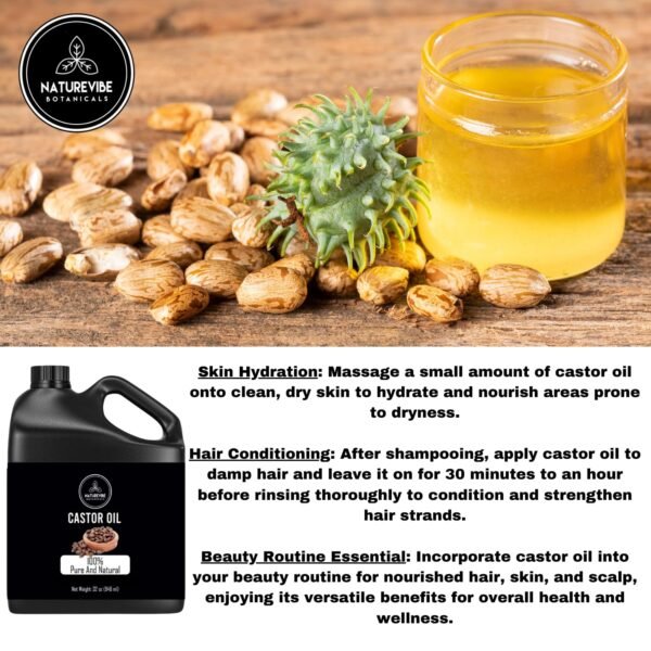 81r8sH4zzsL._SL1500_.jpg Naturevibe Botanicals Castor Oil 32 Ounces | 100% Pure and Natural | Great for Skin Care and Hair Care | Hexane Free Unrefined Oil for Enhanced Eyebrows and Eyelashes 32 Fl Oz | 946ml