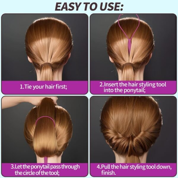 81rAEzxvPGL._SL1500_.jpg Teenitor 4pcs Pony Hair Tail Accessories, 2 Pairs French Braiding Tool, Turvy Styling Tool for Women Girls, Ponytail Pull Through Tool Purple/Blue