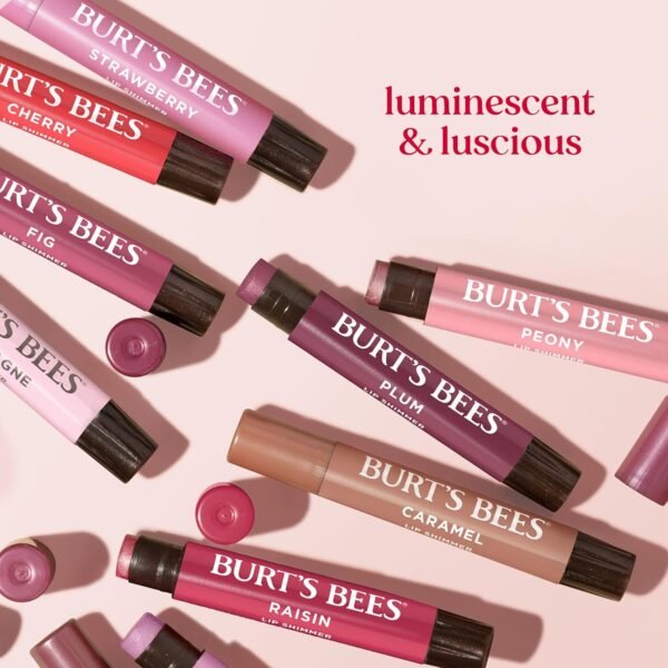 Burt's Bees Shimmer Lip Tint Set, Tinted Lip Balm Stick, Moisturizing for All Day Hydration with Natural Origin Glowy Pigmented Finish & Buildable Color, Guava (4-Pack)