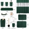 Dark Green Bathroom Sets with Shower Curtain and Rugs,Bathroom Sets Shower Curtain Set with Extra Soft and Absorbent Bathroom Rugs Green Bathroom Accessories